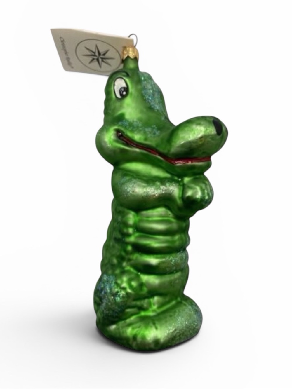 Christopher Radko Green “Croc Cutie" Crocodile Hand Blown Glass Ornament 1996